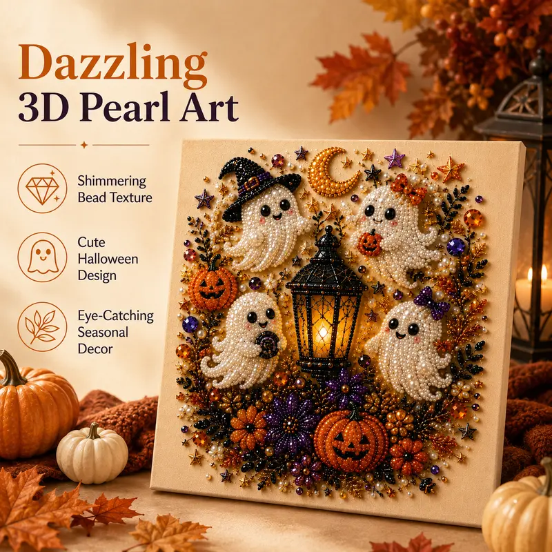 2026 Hot sale🔥Spooky Cute Ghost Themed Pearl 3D Diamond Painting DIY Kit
