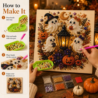2026 Hot sale🔥Spooky Cute Ghost Themed Pearl 3D Diamond Painting DIY Kit