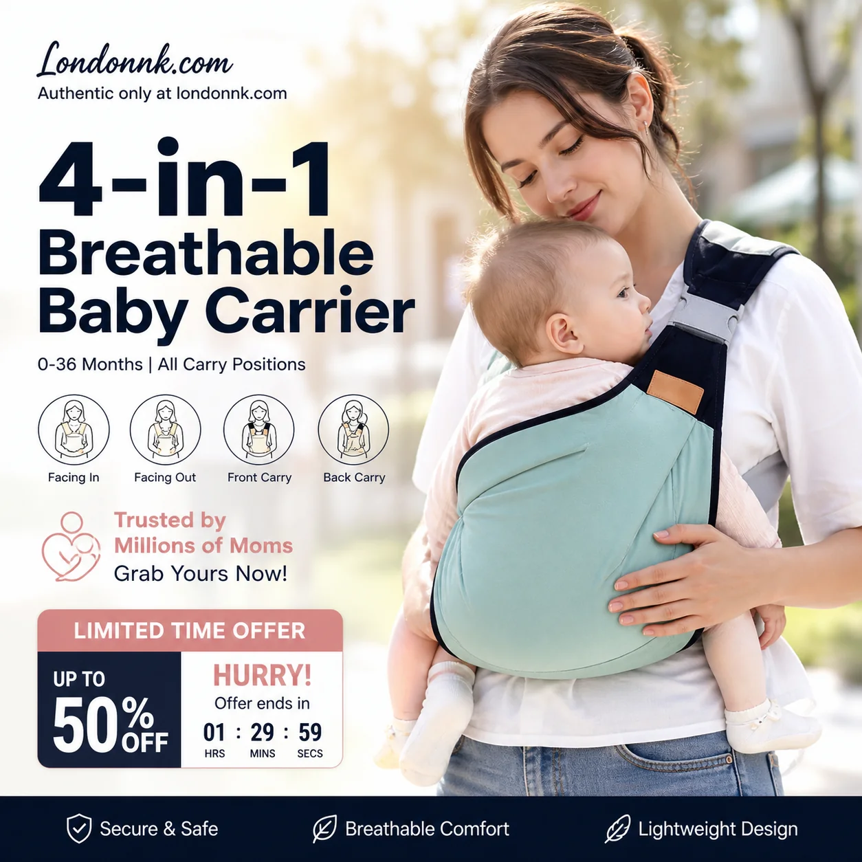 🎉 2026 Sale — Over 30,000 Sold! 👶 4-in-1 Breathable Baby Carrier – 0-36 Months, Front/Back/Facing In/Out – Hands-Free Comfort for Parent & Baby! ✨