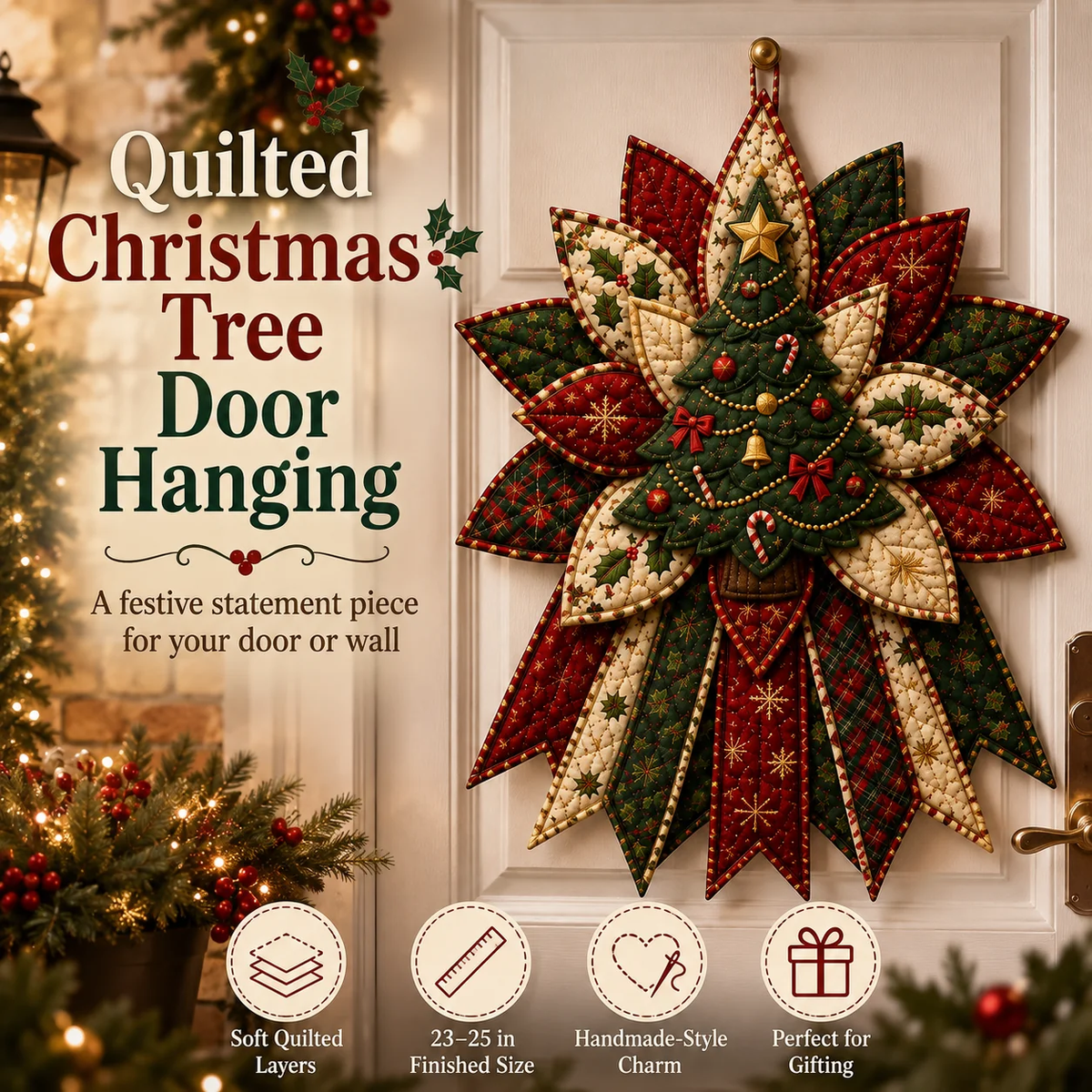 🎄Beginner-Friendly Oversized Christmas Character Quilted Door Hanger Sewing Kit | Complete Kit with All Tools & Step-by-Step Guide Included 💕