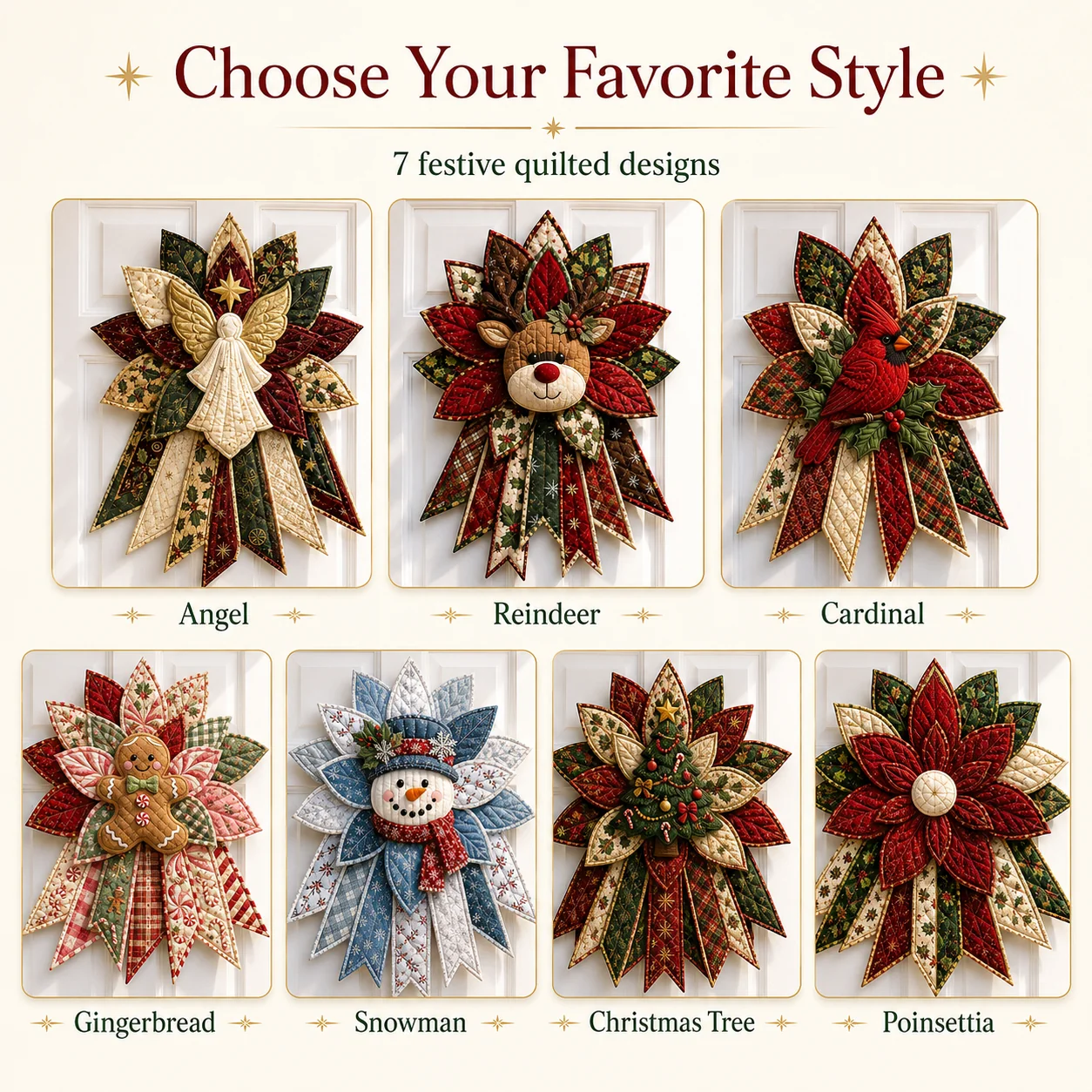 🎄Beginner-Friendly Oversized Christmas Character Quilted Door Hanger Sewing Kit | Complete Kit with All Tools & Step-by-Step Guide Included 💕