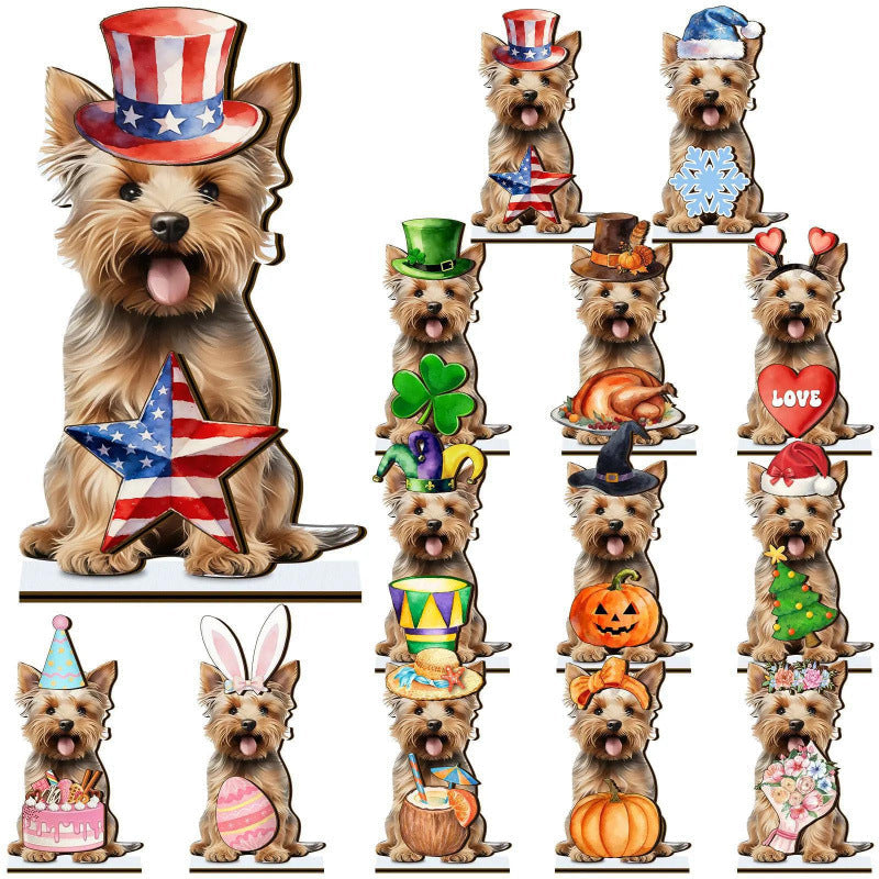 Hot Sale🔥Interchangeable Magnetic Seasonal Pet Wooden Sign | Multi-Animal Styles for Table Decor, Perfect Holiday & Birthday Gift for Pet Lovers
