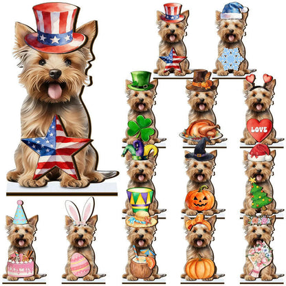 Hot Sale🔥Interchangeable Magnetic Seasonal Pet Wooden Sign | Multi-Animal Styles for Table Decor, Perfect Holiday & Birthday Gift for Pet Lovers