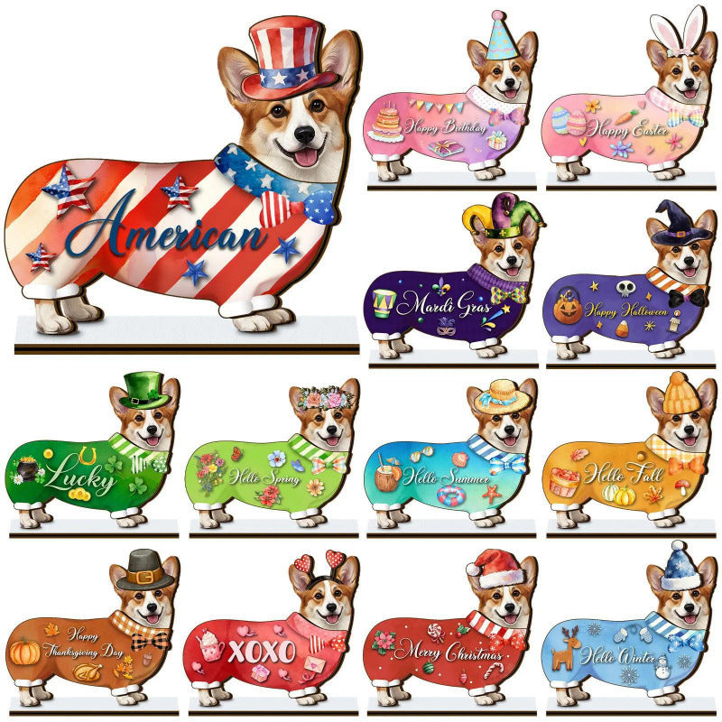 Hot Sale🔥Interchangeable Magnetic Seasonal Pet Wooden Sign | Multi-Animal Styles for Table Decor, Perfect Holiday & Birthday Gift for Pet Lovers