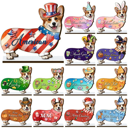 Hot Sale🔥Interchangeable Magnetic Seasonal Pet Wooden Sign | Multi-Animal Styles for Table Decor, Perfect Holiday & Birthday Gift for Pet Lovers