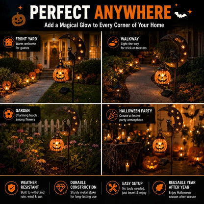 🎃 Halloween Pumpkin Moon Garden Stake Light
