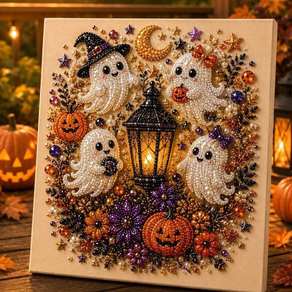 2026 Hot sale🔥Spooky Cute Ghost Themed Pearl 3D Diamond Painting DIY Kit