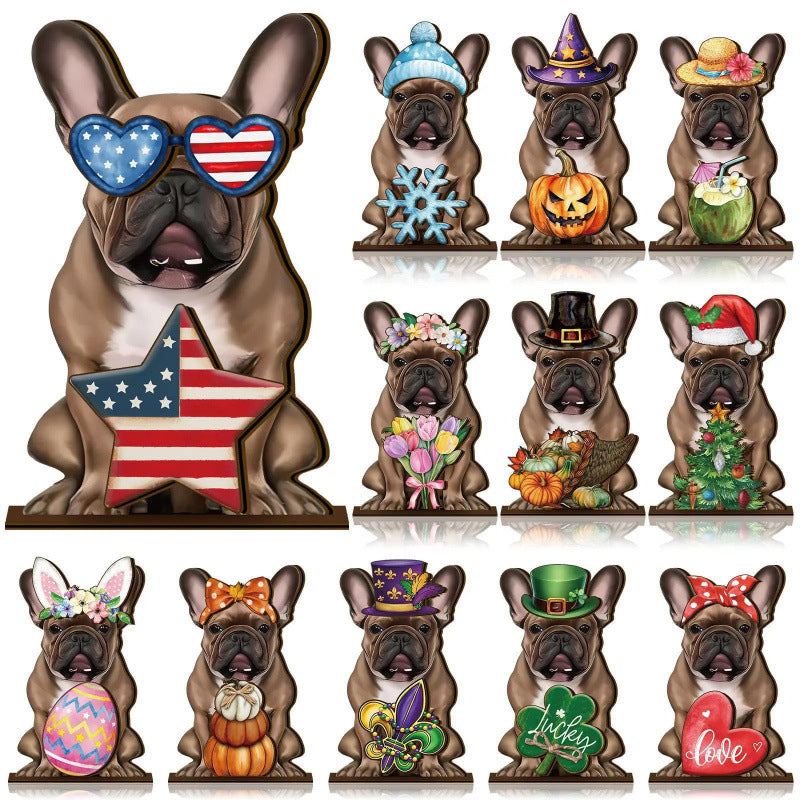 Hot Sale🔥Interchangeable Magnetic Seasonal Pet Wooden Sign | Multi-Animal Styles for Table Decor, Perfect Holiday & Birthday Gift for Pet Lovers